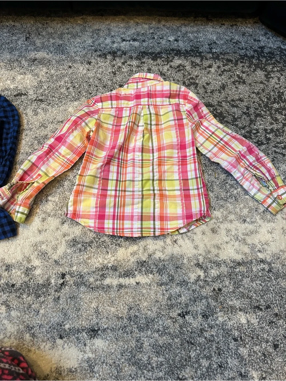 Kids Plaid Button-Up Shirt - Pink & Green size 6